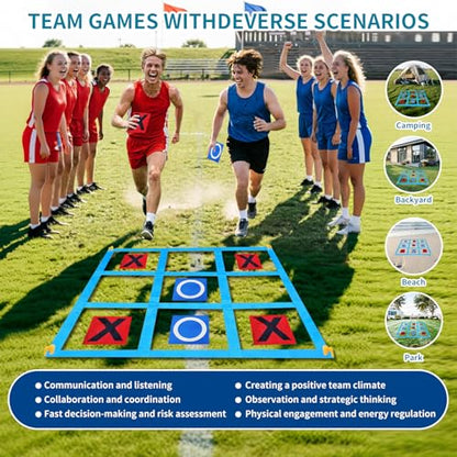 Nattork Outdoor Giant Tic Tac Toe Game for Kids Adult Family, Large Outside Lawn Yard Backyard Carnival Field Day Game, Birthday Party Family Reunion Games Playground - color: RED AND BLUE 4*4FT