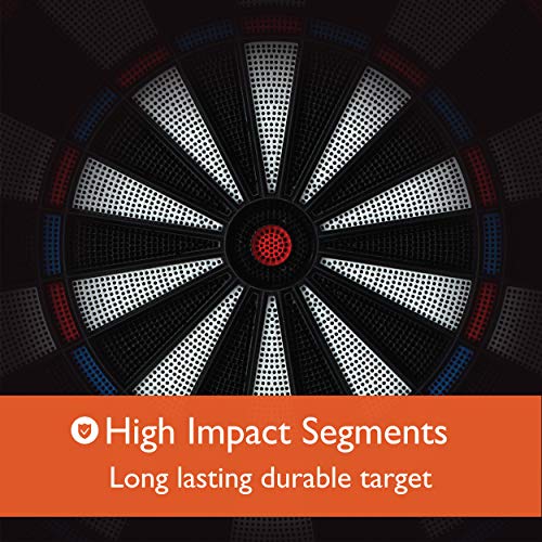 Fat Cat Mercury Electronic Soft Tip Dartboard with Cabinet, 13.5 in Target, 28 Games, 6 Darts Included, Black