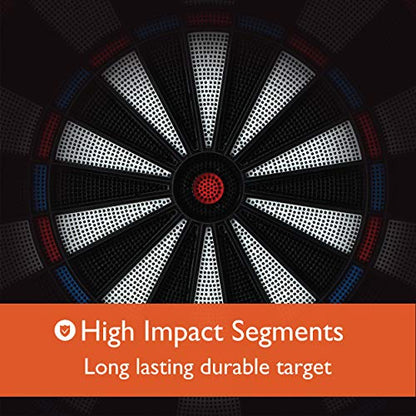 Fat Cat Mercury Electronic Soft Tip Dartboard with Cabinet, 13.5 in Target, 28 Games, 6 Darts Included, Black