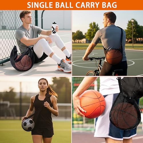Mesh Ball Bag for Basketball Soccer & Volleyball, Sports Ball Bag with Zipper Pocket,Ball Storage Bag,Lightweight and Breathable - style: Style a