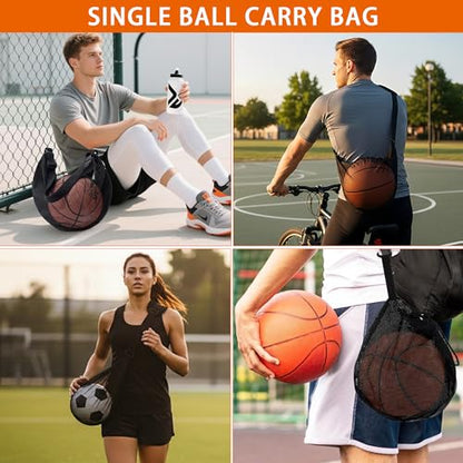 Mesh Ball Bag for Basketball Soccer & Volleyball, Sports Ball Bag with Zipper Pocket,Ball Storage Bag,Lightweight and Breathable - style: Two Packs