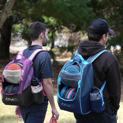 MVP Disc Sports Shuttle Disc Golf Backpack Bag (Choose Your Style and Color) - color: Light Cobalt/Midnight Blue, style: With Velcro Side Panel