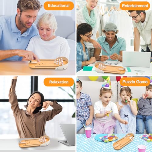 Tabletop Mini Bowling Game Set: Funny White Elephant Gifts for Adults Men Women Christmas Stocking Stuffers for Teens Boys Girls Kids Wooden Home Bowling Alleys Office Desk Toys Stress Relief Gadgets