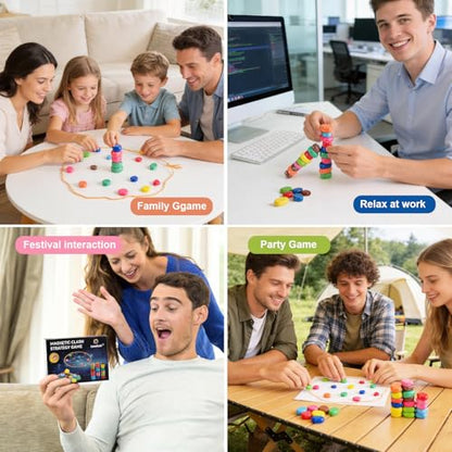 Magnet Game with String, Magnetic Chess Game with Stones – 20 Magnetic Stones Game, Strategy Party Travel Game for Adults