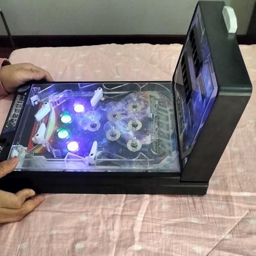 Retro Tabletop Pinball Machine Electronic Desktop Ball Shooting Toy for Kids and Adults with Lights Sounds and Scoreboard Tabletop Pinball Game