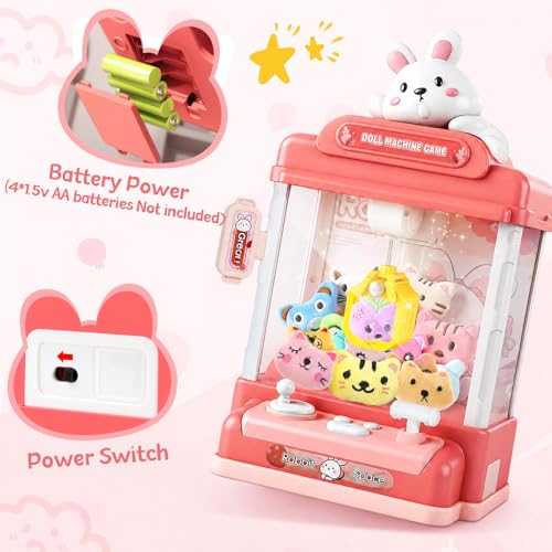 Large Claw Machine for Kids, Musical Electronic Arcade Game Console with Adjustable Sound, Christmas and Birthday Gift for Kids, Includes 30 Toys & & 20 Surprise Eggs - color: Pink