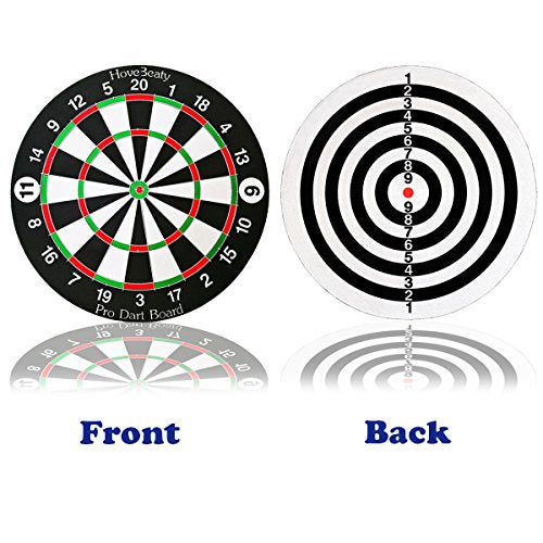 Dart Board, Dart Game Set with 6 Metal Darts and Double-Sided Flocking Dartboard (18 Inches)