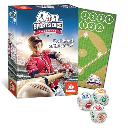 FoxMind, Baseball Sport Dice Game, for Baseball Fans, Easy to Play, Travel Sized - style: Baseball