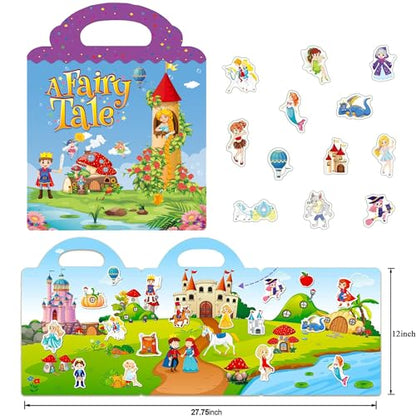 Reusable Sticker Book for Kids, Fairy Stickers Educational Learning Toys Travel Stickers Activity Books for Toddler Girls Boys Age 3+ Birthday Gifts - style: Fairy tale