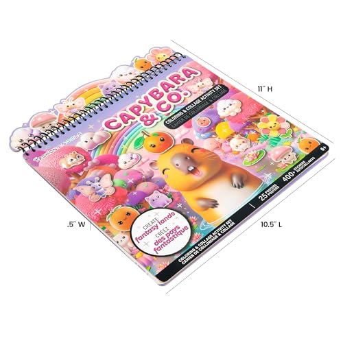 Fashion Angels Capybara & Co. Collage Activity Set, Includes 8 Sticker Sheets, 10 Sticker-by-Number Posters & 15 Drawing Pages, for Ages 6+ - style: Capybara & Co