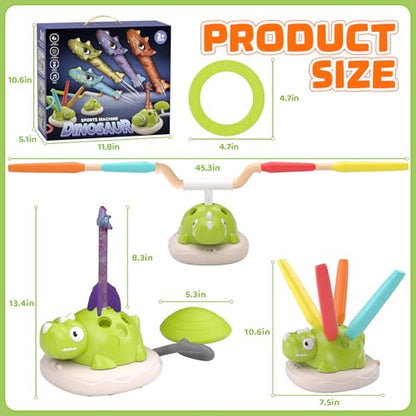 Aliex 3 in 1 Dinosaur Rocket Launcher for Kids, Musical Jump & Ring Toss Toys with Remote Control, Outdoor Outside Indoor Active Games Toys for Boys Girls, Birthday Gifts for 3 4 5 6 7 8 Year Old