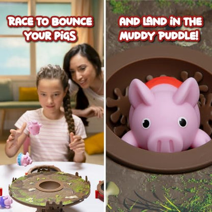 Pigs on Trampolines Board Games – Family Game, Kids Games, Multi-Player, Board Games for Family Night, Preschool Toys, The Muddiest Pig Wins The Game, Hand-Eye-Coordination Game, Ages 6+ - style: Pigs on Trampolines