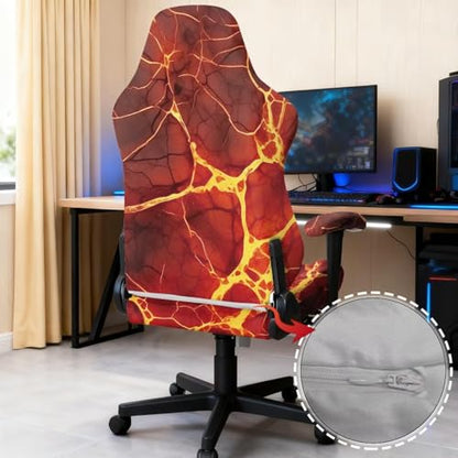 3D Volcanic Rock Gaming Chair Covers Stretchable 4 Piece Set Universal Armchair Slipcovers Soft Protective Furniture Protector for Living Room Bedroom College Students Dorm Room - color: 3d Volcanic Rock