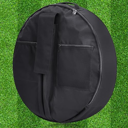 Arrowbash Disc Golf Basket Carrying Bag 26.8''D x 8.4''H Portable Golf Basket Transit Bags Water Resistant Oxford for 12 Chain or 24 Chain Golf Targets Basket Storage, Black (Basket Not Included)