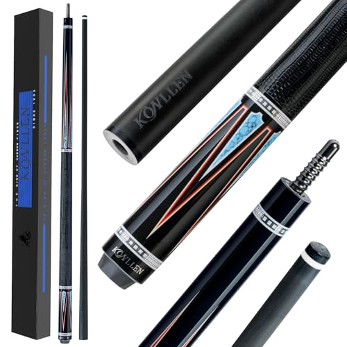 KONLLEN Carbon Fiber Pool Cue Stick 58-inch Professional Pool Sticks for Adults Full Carbon Technology Low Deflection Pool Cue Billiard Cues with 12.5mm Tip (Easy to Control, Pro Taper, Ultra-Smooth) - color: 009 black