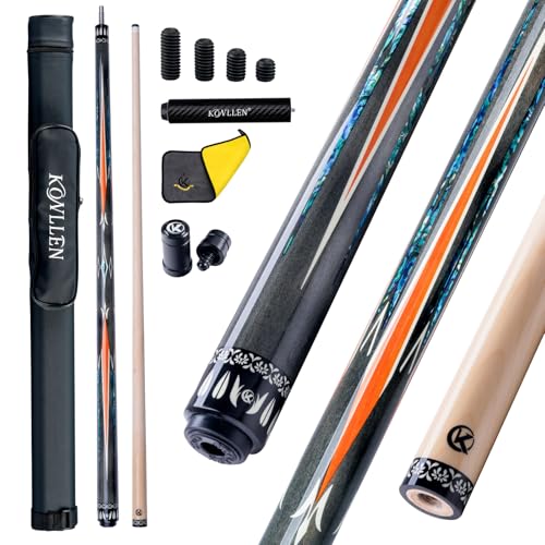 KONLLEN Maple Pool Cue Stick for Adults - Features Low Deflection Shaft, Titanium Alloy 3/8x8 Joint, and 12mm Tip - color: K-02-set