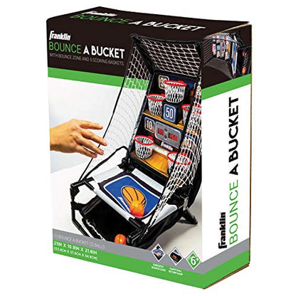 Franklin Sports Anywhere Basketball Arcade Game - Table Top Basketball Arcade Shootout- Indoor Electronic Basketball Game - style: Electronic Basketball Bounce-A-Bucket - Basketball - Black