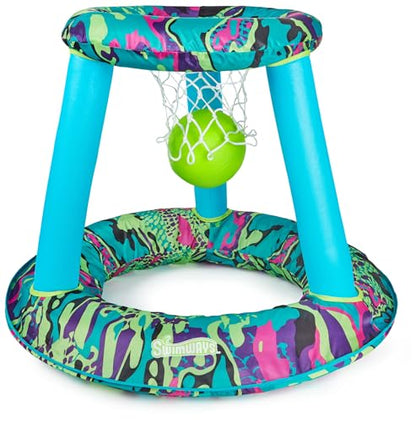 SwimWays Hydro Spring Hoops Inflatable Basketball Hoop, Waterproof Basketball Set with Hoop and Ball, Outdoor Games, Water Toys for Ages 5 and Up - color: Spring Hoops
