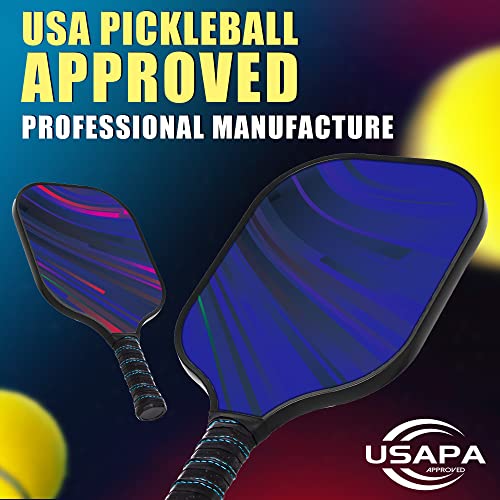 Dulce DOM Pickleball Paddles Set of 2/4 - USAPA Approved, 4 Indoor Outdoor Pickleball Balls, Fiberglass Surface Paddle Racket with Cover Bag, Ideal Training Equipment Gift for Men & Women - color: Dark Purple*4