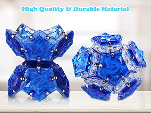 RoomyRoc Magnetic Fidget Sphere Magnets Balls - Crystal Diamond Blue - Magnet Fidgets Toy - 12 Piece Set - Creativity Beyond Imagination, Inspirational, Recreational, Desk Toys for Adults - color: Diamond Blue