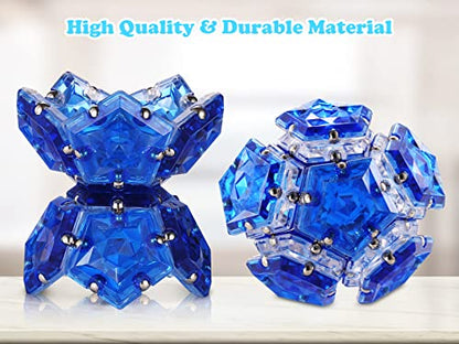 RoomyRoc Magnetic Fidget Sphere Magnets Balls - Crystal Diamond Blue - Magnet Fidgets Toy - 12 Piece Set - Creativity Beyond Imagination, Inspirational, Recreational, Desk Toys for Adults - color: Diamond Blue