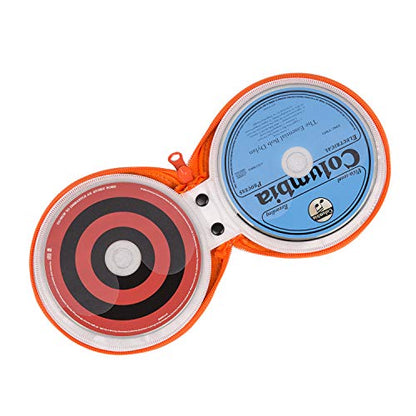 ELEZAY Small CD Case Round Felt 20 Capacity CDs Storage Wallet DVD Disc Holder,Orange - color: A-Orange