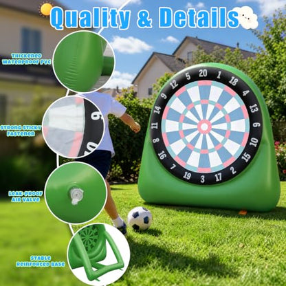 AONESY Inflatable Giant Kick Dart Games Soccer Golf Kick Dartboard Outdoor Backyard Lawn Large Carnival Games 6ft Big for Kids Adults Family Dartboards with Balls & Air Pump