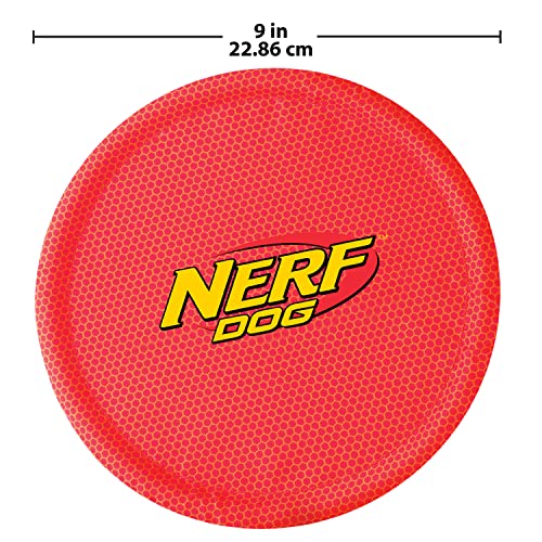 Nerf Dog Nylon Flyer Dog Toy, Flying Disc, Lightweight, Durable and Water Resistant, Great for Beach and Pool, 9 inch diameter, for Medium/Large Breeds, Single Unit, Red - color: Red - 1 Pack