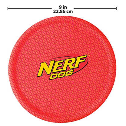 Nerf Dog Nylon Flyer Dog Toy, Flying Disc, Lightweight, Durable and Water Resistant, Great for Beach and Pool, 9 inch diameter, for Medium/Large Breeds, Single Unit, Red - color: Red - 1 Pack