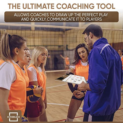 Dry Erase Volleyball Coaching Board 15x10.5” with Rotation Wheel – Includes 2 Markers, Whiteboard for Coaches, Equipment & Accessories, Ideal Coach Gift