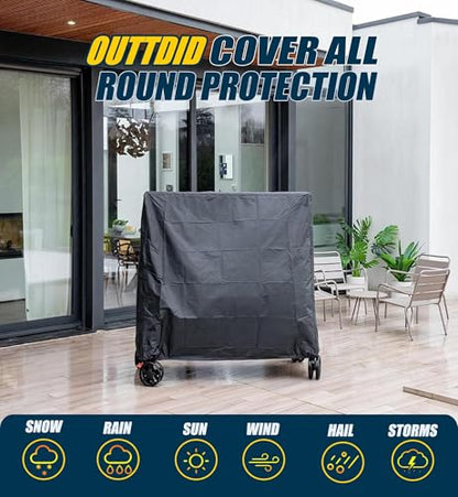 Foldable Ping Pong Table Cover for Outdoor & Indoor Folding 9 x 5 FT Table Tennis Tables Windproof Cover with Zipper & Buckles - color: Black