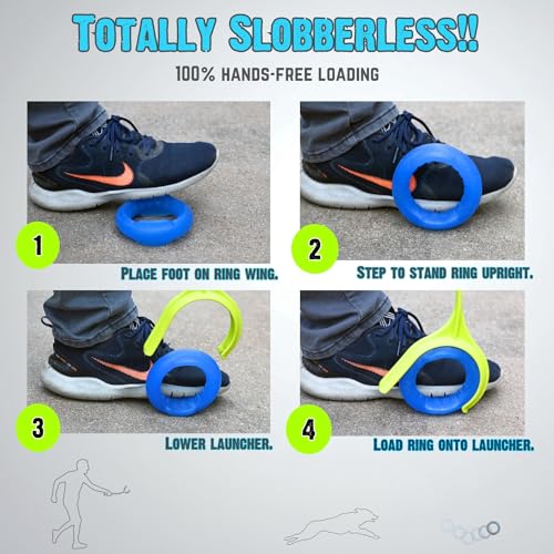 Gitit MAX! - Launcher + Ring, Ultra Durable Fetch Dog Toy, Slobberless & Hands-Free Loading Thrower for Active Dogs, Up to 200 Feet of Fun