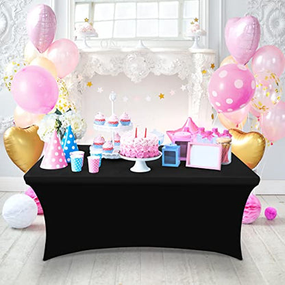 Utopia Kitchen Spandex Tablecloth 1 Pack [8FT, Black] Tight, Fitted, Washable and Wrinkle Resistant Stretch Rectangular Patio Table Cover for Event, Wedding, Banquet & Parties [96Lx30Wx30H Inch] - color: Black, size: 8 Feet - 1 Pack