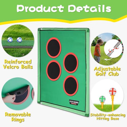 Golf Chipping Game for Outdoor Indoor: Backyard Golf Games for Adults & Golfers , Birthday Gifts for Men, Golf Set with 20 Sticky Balls, Putting Mat, Putter & Carry Bag, Golf Simulators for Home