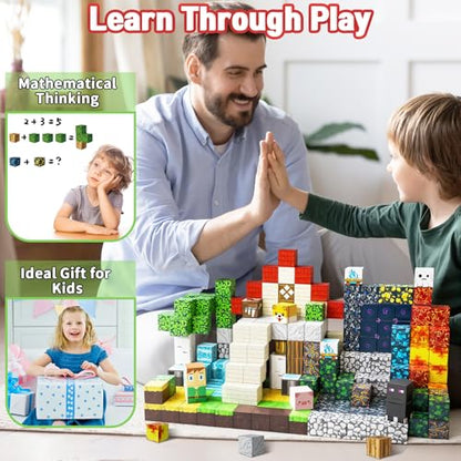 Intoypad 300PCS Magnetic Blocks for Kids, 0.8in Magnetic Building Block Toys for Boys Girls Age 3 4 5 6 7 8 9 10 Magnet Cubes Game Magnetic Tiles STEM Toys Christmas Birthday Gifts for Kids Toddlers - style: 300Pcs