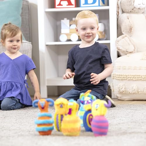 Melissa & Doug Fuzzy Monster Bowling Pins and Ball with Mesh Storage Bag - 8 Pieces Toddler Plush Indoor Bowling Set, for Toddlers and Kids Ages 2+