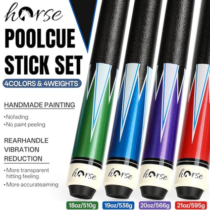 LOTKEY Pool Cue Sticks for Adults,Super Straightened Up 58'' 18 19 20 21oz Billiard Cues Canadian Maple Tacos De Billar Profesional Set of 4/3/2/1 House Bar Pool Que Table Beginner Pool Queue - color: 4 Pcs