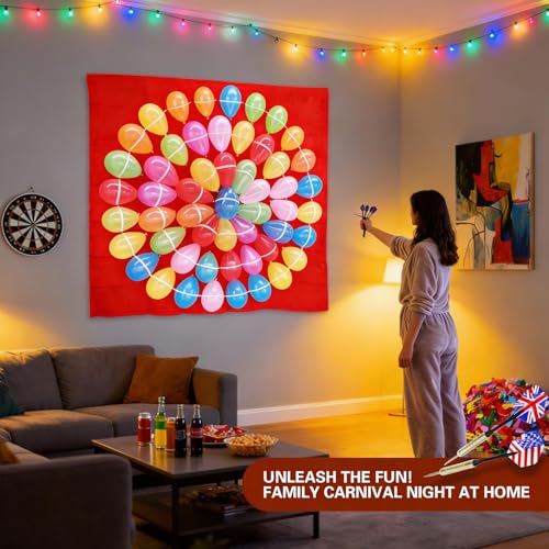 Balloon Dart Board, Carnival Fair Balloon Pop Game, Balloon Dart Game Board Set with 2 Darts & 500 Balloons, Classic Target Game for Birthday Parties, Carnivals