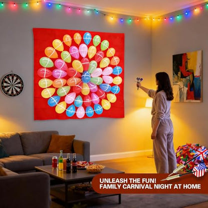 Balloon Dart Board, Carnival Fair Balloon Pop Game, Balloon Dart Game Board Set with 2 Darts & 500 Balloons, Classic Target Game for Birthday Parties, Carnivals
