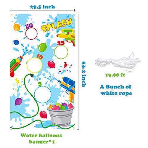Toss Game Banner for Water Balloons, 4 Score Holes Shooter Target for Water Gun, Swimming Pool Fun Addition Toy for Throwing Water Bomb, Summer Splash Fun for Adults, Pool Party Supplies