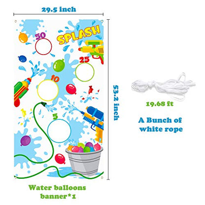 Toss Game Banner for Water Balloons, 4 Score Holes Shooter Target for Water Gun, Swimming Pool Fun Addition Toy for Throwing Water Bomb, Summer Splash Fun for Adults, Pool Party Supplies