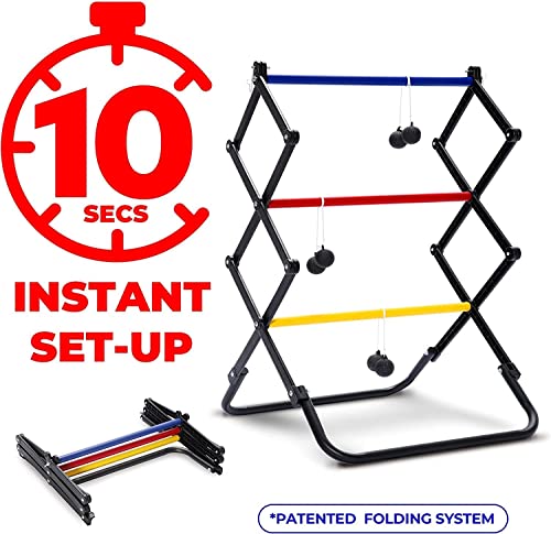 Ladder Toss Games, Ladder Ball Set - Instant Setup, Folding System | Outdoor Games for Backyard Lawn Yard Beach Park & Tailgate, Black, 24.2 x 24.5 x 39.2, (EOL207402020), Set of 2
