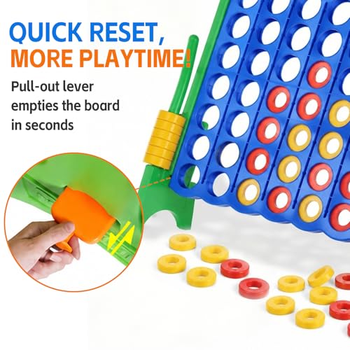 Giant 4 in a Row Game with Quick-Release Slider & Cup Holders, 43" Tall x 46.5" Wide Jumbo Yard Game, 46 Rings & Heavy-Duty Carrying Bag, Perfect for Parties and Camping - color: Blue+Green