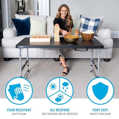 Lifetime Fold-in-Half Adjustable Folding Table, 4-Foot