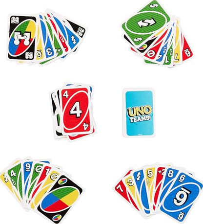 Mattel Games UNO Teams Card Game for Kids, Adults & Family Night, Parties & Travel with Special Rules (Amazon Exclusive) - style: UNO Teams
