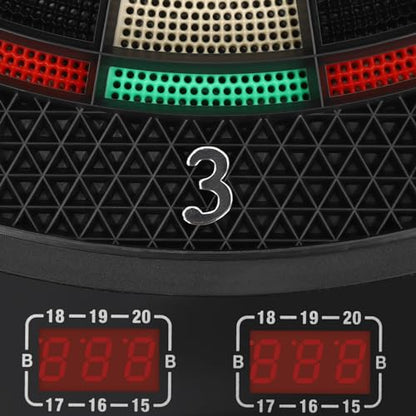 Electronic Dartboard Set with Digital Scoreboard, Up to 16 Player Score Display, 27 Game Modes, 243 Extended Play Styles, Includes Soft Tip Darts and Extra Tips
