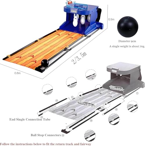 Indoor Bowling Alley Game for Kids & Adults - Electronic Bowling Ball Console with Automatic Reset, LED Scoreboard & Realistic Sound Effects - Family Fun Sports Game, 2m Long