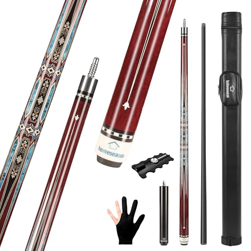 HomeSeason Carbon Fiber Pool Cue 58" with Leather Bag Extender Extension Rod Professional Pool Stick 4-Layer Tip Low Deflection Cue Stick, 3 * 8/8Joint Pin, Ultra-Smooth, Billiard Cue Sticks - color: 20oz with bag