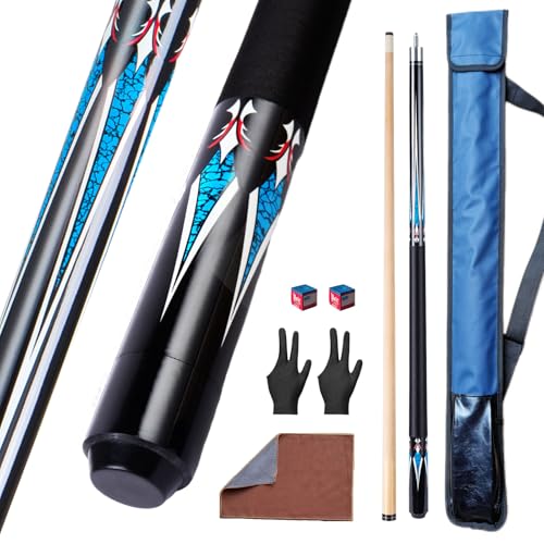 Pool Cue Stick Set,58" Billiard Cue Sticks,19/20 oz 1/2 Maple Billiard Pool Stick,13mm Cue Tip 2-Piece Pool Cue - color: Black 20oz