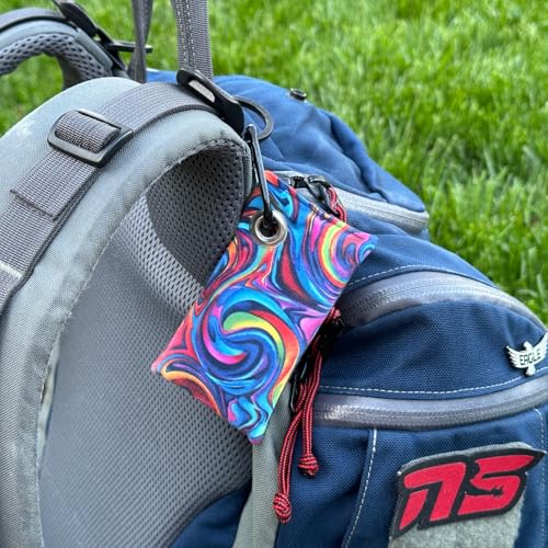 HYZER HOUND DISCS Disc Golf Chalk Bag | Dry Your Hands in the Heat of Summer | Attaches to Bag with a Carabiner | Improve Your Hand Grip for Consistency | Essential Disc Golf Accessories | Chalk - color: Rainbow Swirl